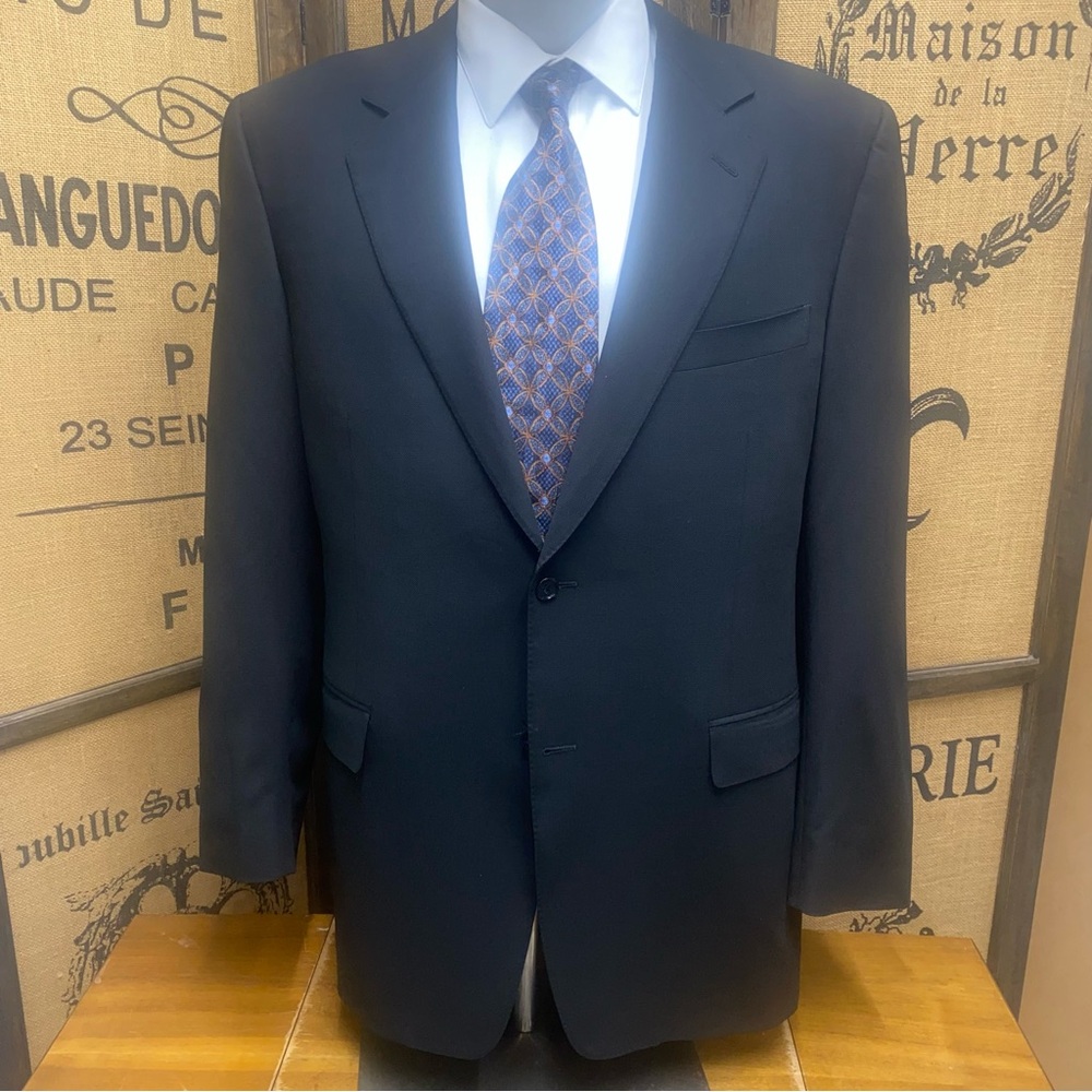 Canali Black Wool Blazer, 56L (US Equivalent 46L)